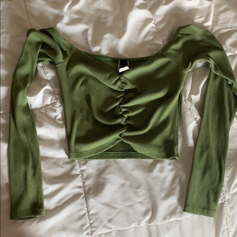 Green off the shoulder top